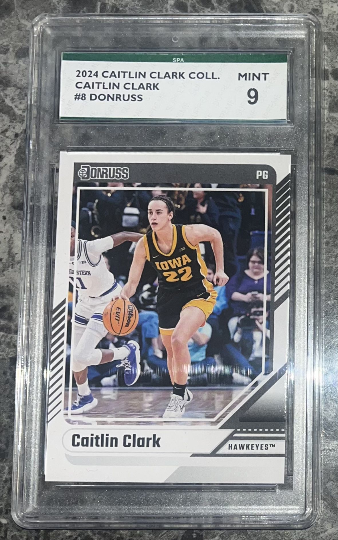 2024 Donruss Caitlin Clark #8 Rookie Card – SPA Graded Mint 9