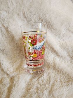 Anthropologie Lou Rota Mother Nature Juice Glass Narwhal Coral Flowers New