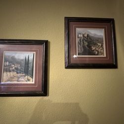 Set of 2 framed prints of Tuscany