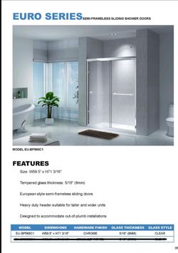 Frameless Shower Door, Brushed Nickel