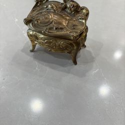 Vintage Cast Metal Jewelry Box