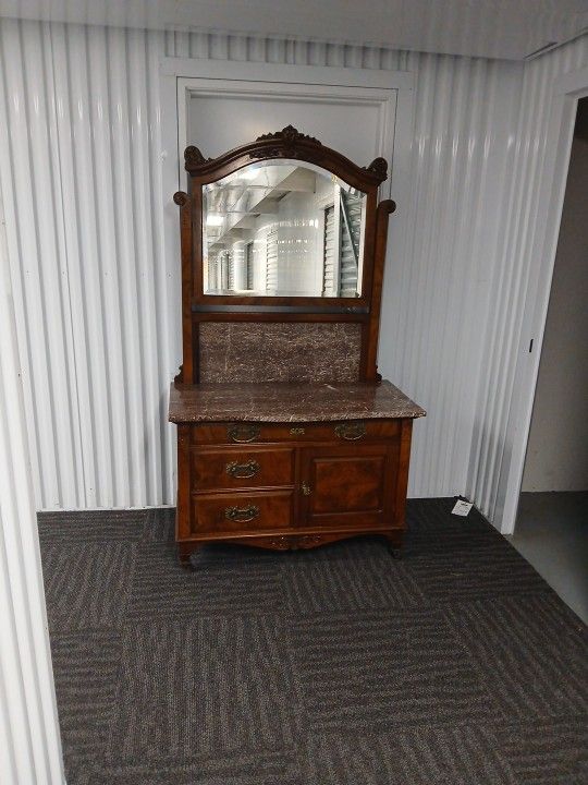 Marble Top Dresser Beveled Mirror Exel Cond