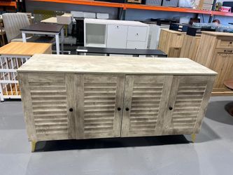 NEW - Farmhouse TV Stand 4 Door Accent Sideboard   W: 59” x D: 19” x H: 28.5”