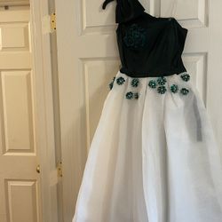 Handmade Green And White Dress Size Small
