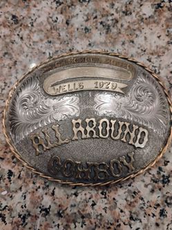 Vintage large Sterling and 10K trophy Rodeo belt buckle