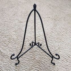 Large 16" tall wrought iron heavy duty metal artwork display plate easel painting stand base support