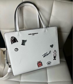 Karl Lagerfeld White Tote Bag with Pins