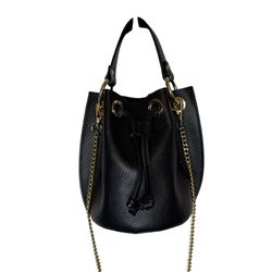 Anna Paola Leather Black Bucket Bag