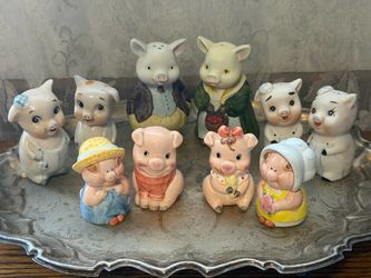 Vintage Collection - Lot of 5 Sets of Cute Little Pig Salt & Pepper Shakers