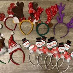 🚨Bargain: 🎄Christmas/Holiday Headbands: Santa Hats, Antlers, Snowmen (brand new)
