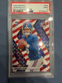 2025 Mosaic Jaxson Dart RC Red White Stripe #362 PSA 9 Giants Rookie