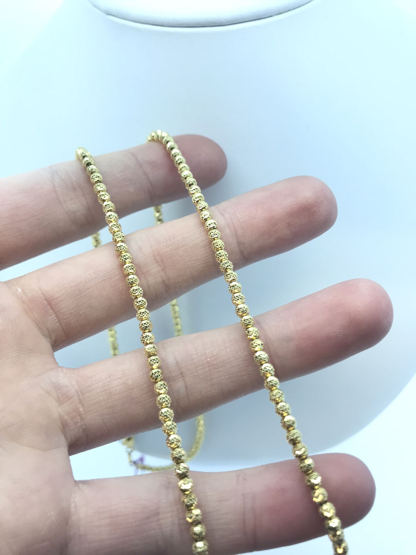 Gold Chain Bead Ball Solid 10k New