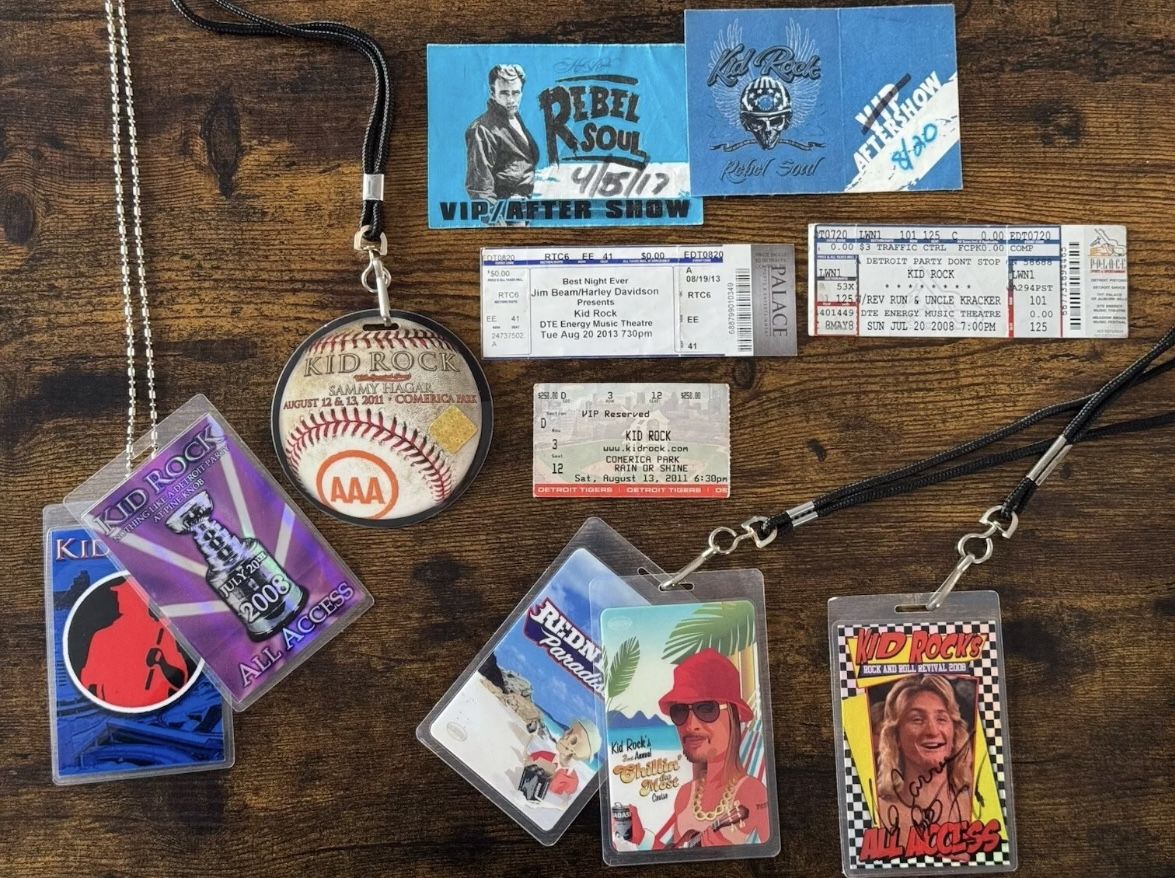 Backstage Pass Signed By Sean Penn // Plus Multiple Kid Rock Tickets & Passes // Kid Rock Memorabilia