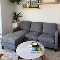 Linen Gray Modern Sectional Sofa - Mint Condition!