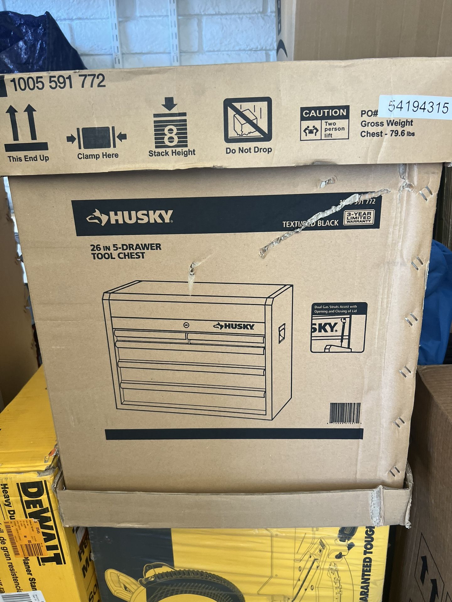 Husky 26” 5 Drawer Top Chest Textured Black
