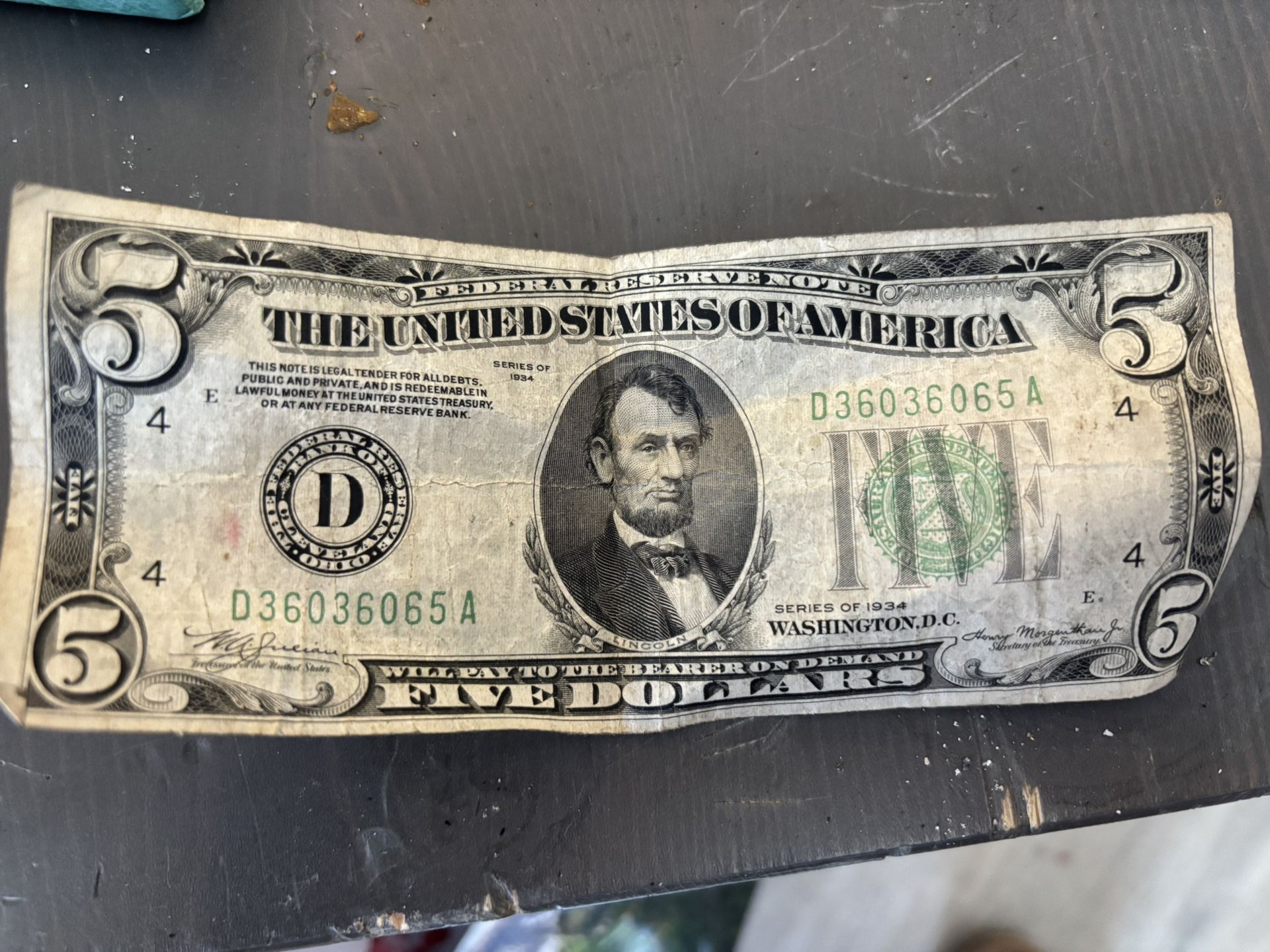 1934 $5 Bill