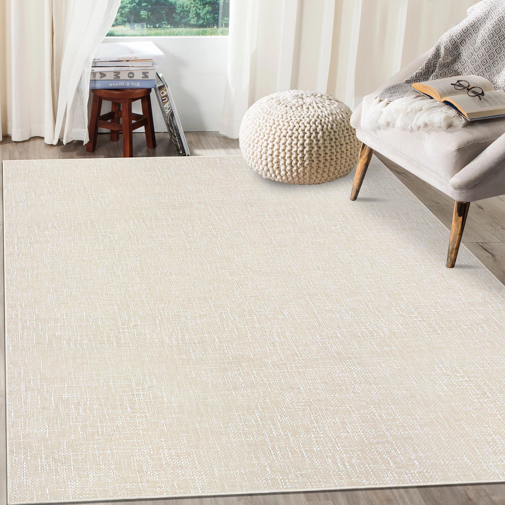 8x10 Washable Rug for Living Room Non-Slip Modern Abstract Area Rug Stain Resistant Large Bedroom Rug Contemporary Accent Throw Floor Carpet Solid Rug