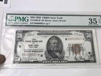 $50 dollar bill 1929 New York with star vintage real money’s