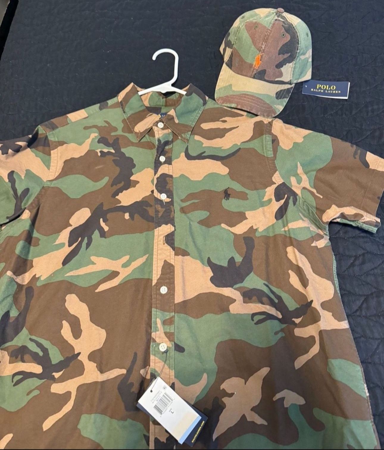 Camouflage Ralph Lauren Shirt/hat Set (Price Is Firm) BRAND NEW