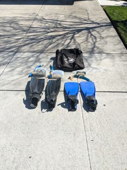 Scuba Gear, Both Fins Large, Glass Goggles