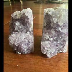 GEMSTONE AMETHYST GEODE Raw / Sliced  Agate Bookends Set 6 "Heavy 9 Pounds