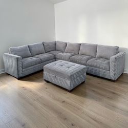 GREY THOMASVILLE TUFTED SECTIONAL COUCH SOFA ***FREE DELIVERY ***