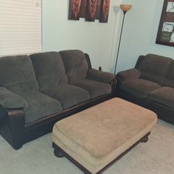 Grey and beige couch set
