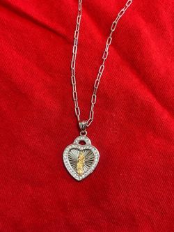 Sterling silver Virgin Mary pendant with necklace