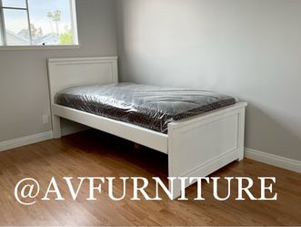 White Twin Bed and Mattress