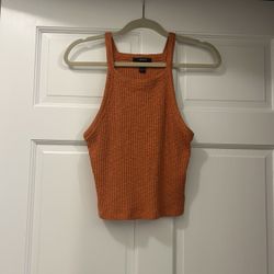 Forever 21 knit Halter crop top orange, size L