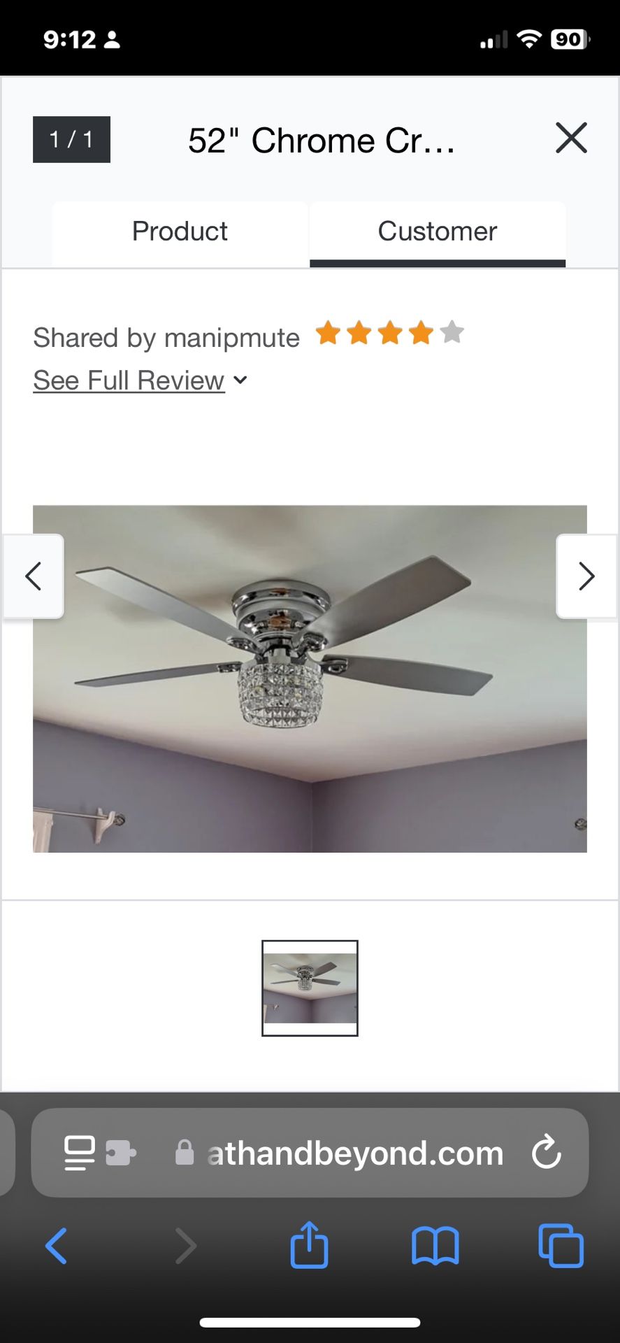 Silver  Chandelier Fan 
