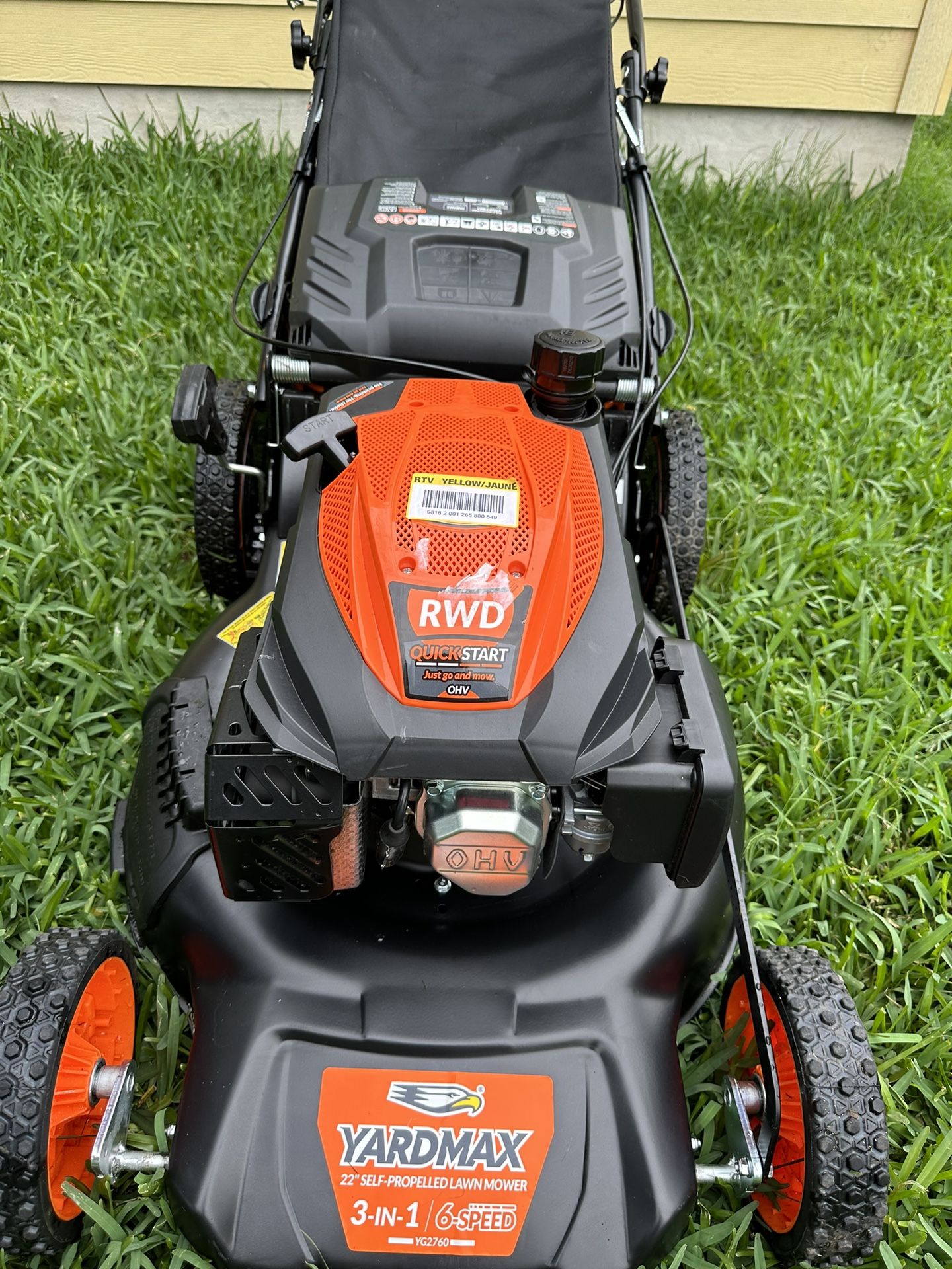 YARDMAX 22 in. 201 cc SELECT PACE 6 Speed CVT High Wheel RWD 3-in-1 Gas Walk Behind Self Propelled Lawn Mower