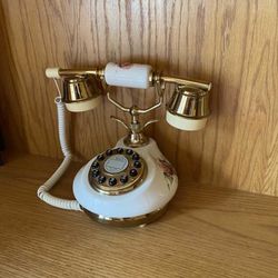 Retro vintage Antique style Floral ceramic telephone