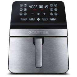 Gourmia 8qt Digital Air Fryer, with 12 One-Touch Functions & Guided Cooking - Stainless Steel:
