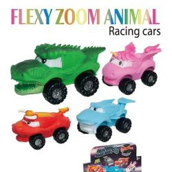 Animal Racing Cars Squishies Lot 