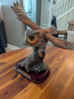Great Horned Owl Figurine on Wood Base (Westminster Collection)