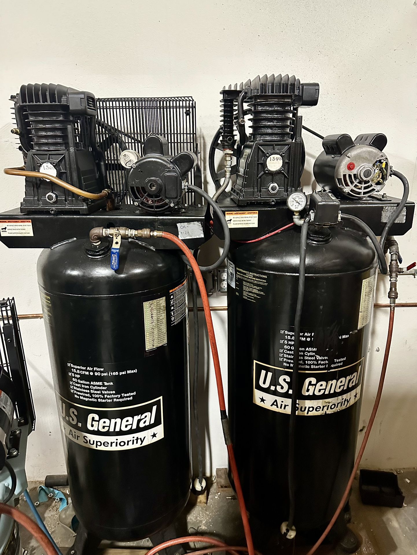 Vertical Air Compressor 60 Gallon U.S General Air Superiority 