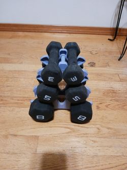 32 pounds neoprin-coated iron dumbbell weights set