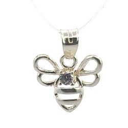 Woman’s Ladies 925 Sterling Silver Bee Pendant Charm  With CZ For Necklace GP3116816