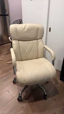 Cream Leather Executive Office Chair