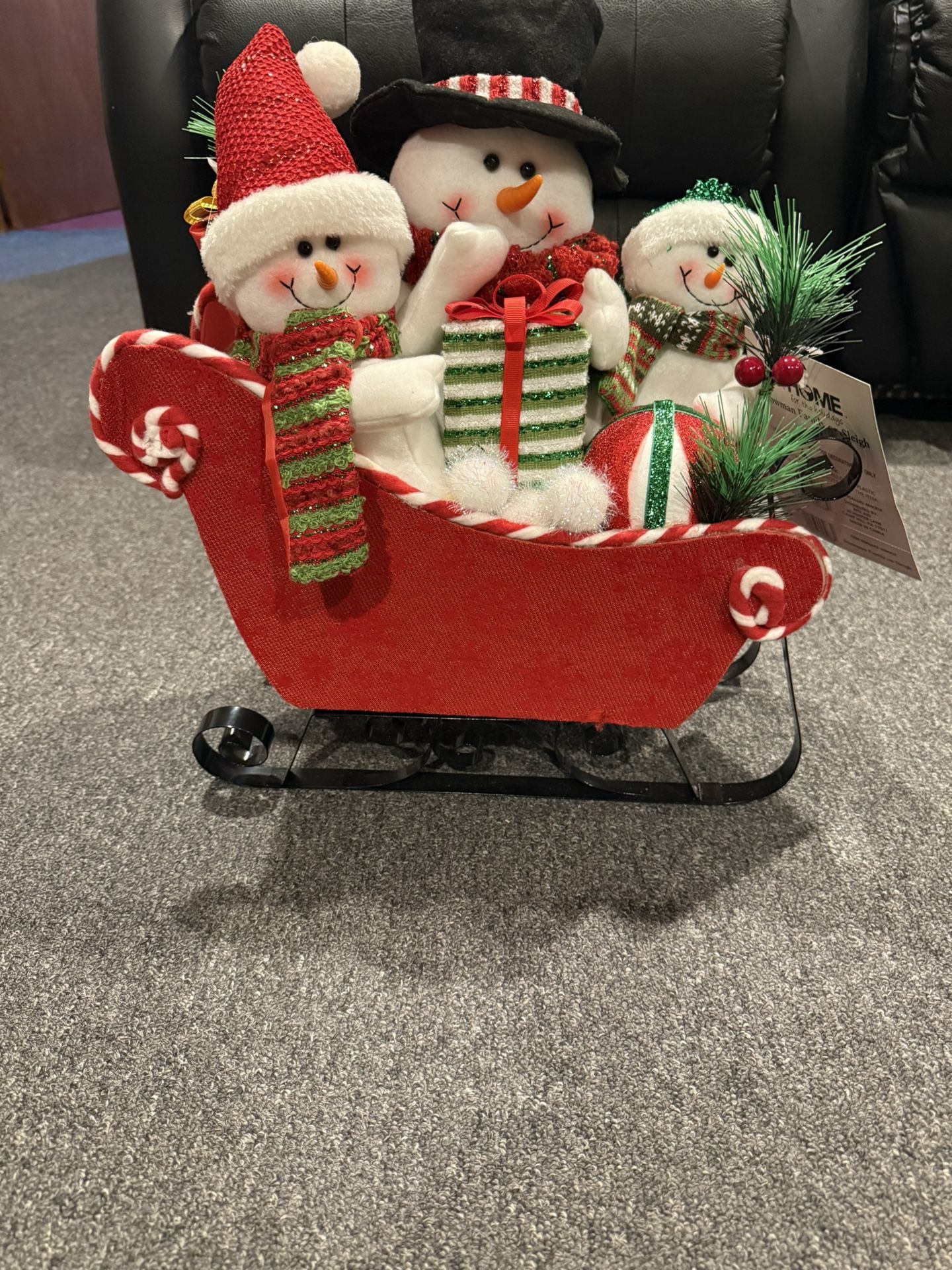Snowman Family On Sleigh