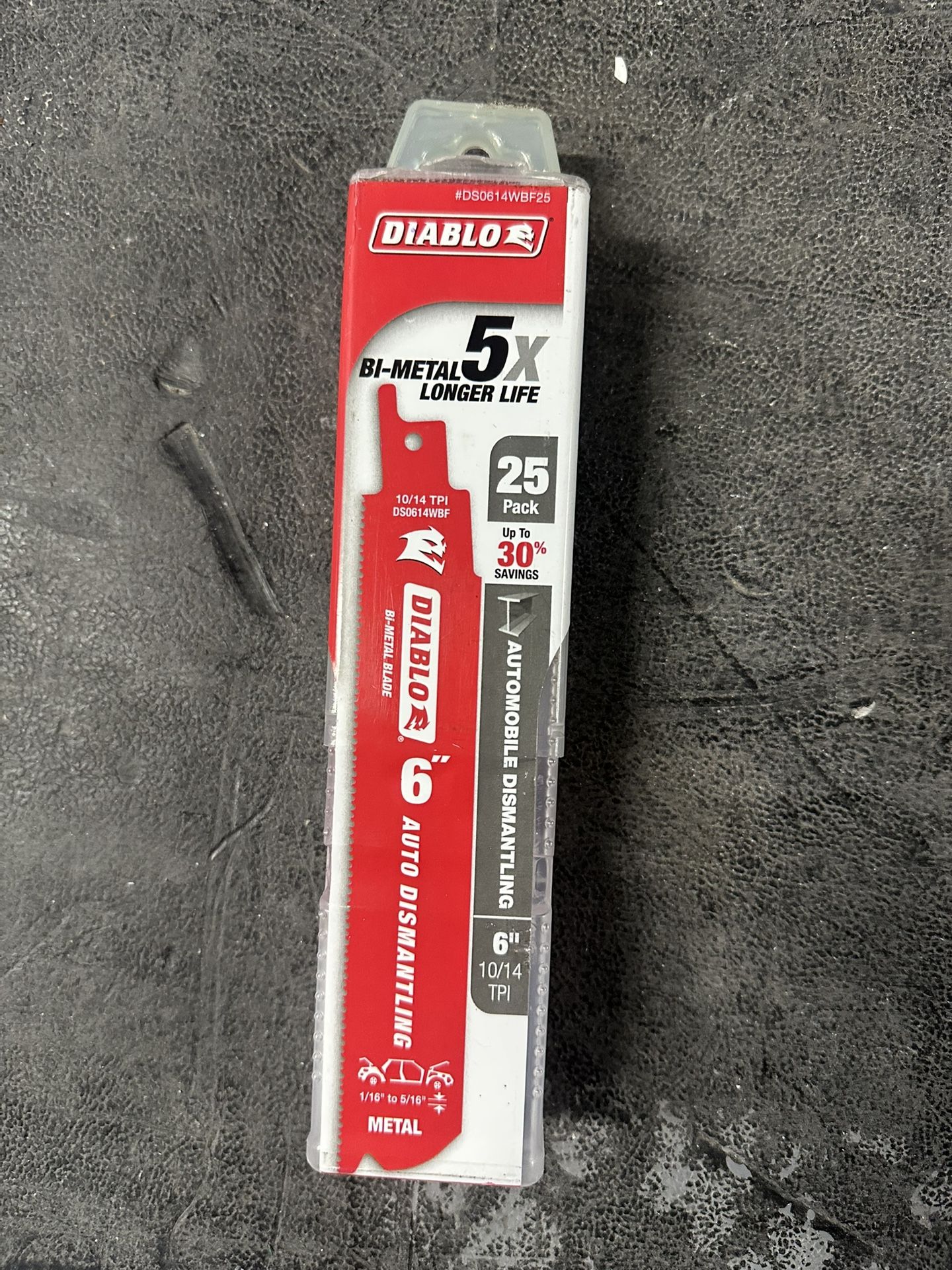 Diablo 6” Bi-Metal Reciprocating Saw Blades 10/14 TPI Auto Dismantling 25 Pack 
