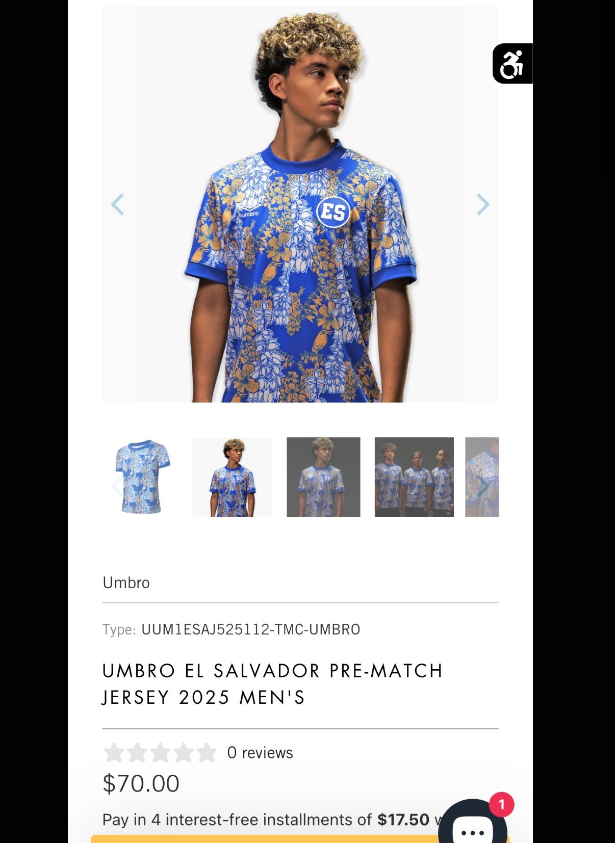 XL Official Umbro El Salvador Jersey/Camisola