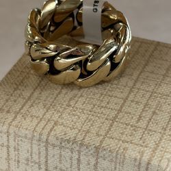 10K YELLOW GOLD CUBAN LINK RING , SIZE  9