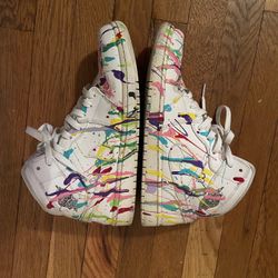 Jordan 1 Mid White / Custom Paint Splatter