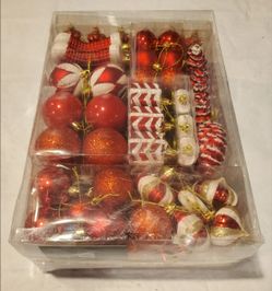 (Brand New in box) 
Mr. Pen Assorted Red/White Shatterproof Ornaments Set, 77 pcs, Bulk Ornaments for Tree /A1-DC-5380