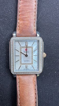 Michele Deco Diamond Watch Leather Strap