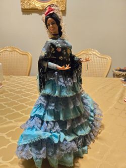 Vintage 1960s Marin Chiclana Spanish Flamenco Dancer 17" Doll.