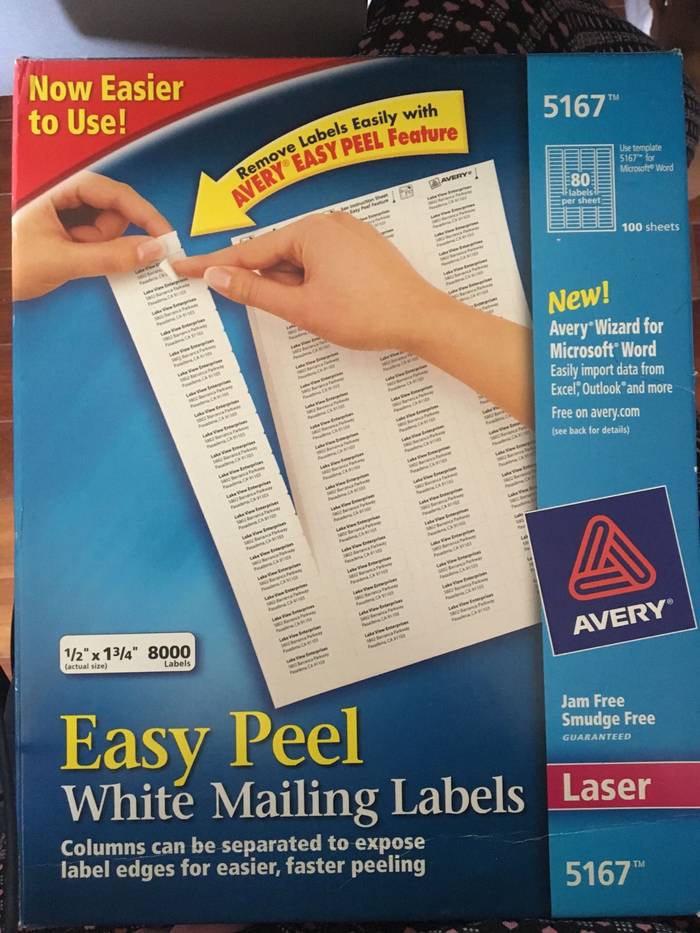 Avery Easy Peel White Mailing Labels 5167