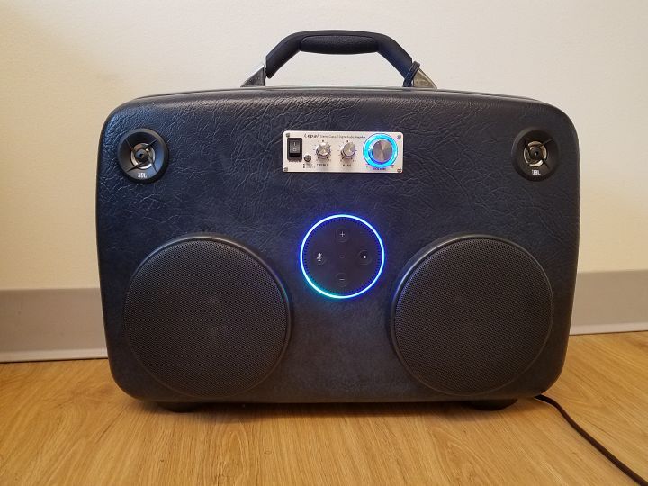 Vintage Suitcase Stereo/Boombox with Amazon Echo & Bluetooth
